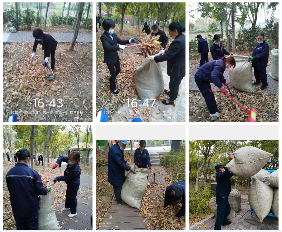 齐心清扫落叶， 共创文明校园